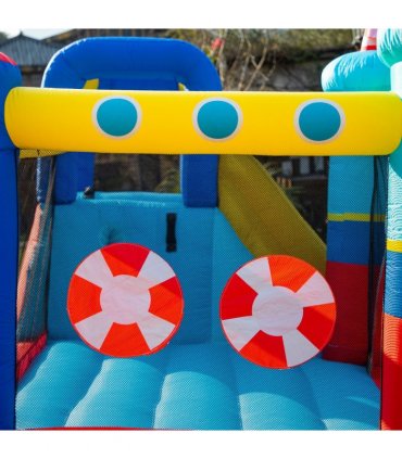 Kids Bouncy Castle with Slide Pool Trampoline Climbing Wall w/ Blower
