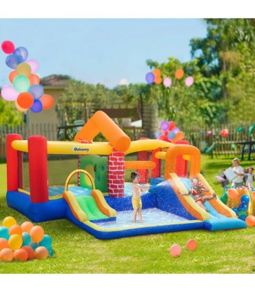 Kids Bouncy Castle with Double Slides Pool Trampoline with Blower