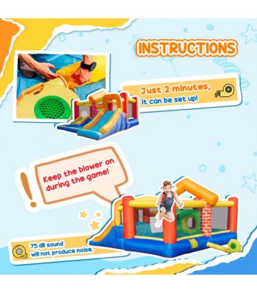 Kids Bouncy Castle with Double Slides Pool Trampoline with Blower