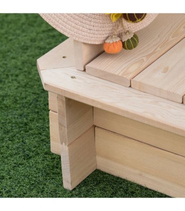 Wood Kids Sandpit Cabana Sandbox Natural Blue 93/98/103/105H x 75L x 48Wcm