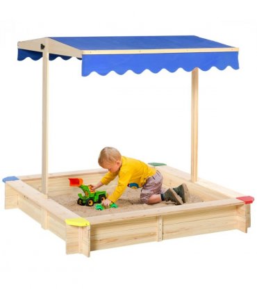 Sandbox Kids Wooden Cabana Natural Blue 30L x 30W x 190Hcm Fir Wood Children
