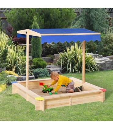 Sandbox Kids Wooden Cabana Natural Blue 30L x 30W x 190Hcm Fir Wood Children