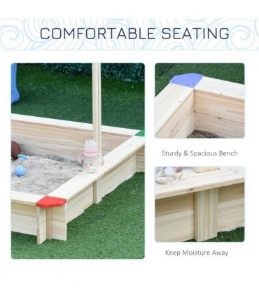 Sandbox Kids Wooden Cabana Natural Blue 30L x 30W x 190Hcm Fir Wood Children