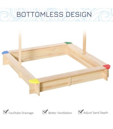 Sandbox Kids Wooden Cabana Natural Blue 30L x 30W x 190Hcm Fir Wood Children