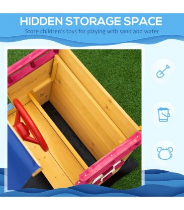 Kids Wooden Sand Pit Sandbox Pirate Sandboat Outdoor w/ Canopy Shade