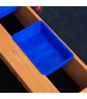 Kids Wooden Sandbox Sand Pit Height Adjustable with Canopy Basins Outsunny