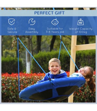 Round Swing Kids Game Blue Steel Oxford 100 x 180H cm Playground Fun Balance