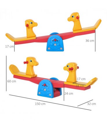 Kids Seesaw Safe Teeter Totter 2 Seats with Easy-Grip Handles Plastic