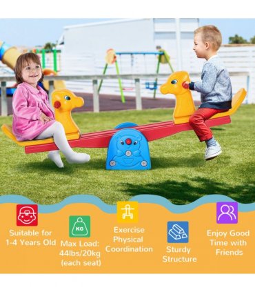 Kids Seesaw Safe Teeter Totter 2 Seats with Easy-Grip Handles Plastic