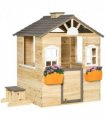 Wooden Kids Playhouse w/ Door, Windows, Bench, For Ages 3-7 Years