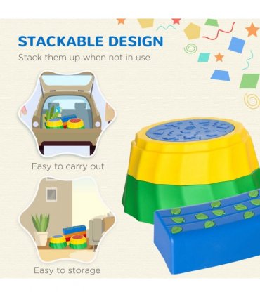 Eight-Piece Kids Stepping Stones Non-Slip Surface & Bottom, for Kids Outsunny