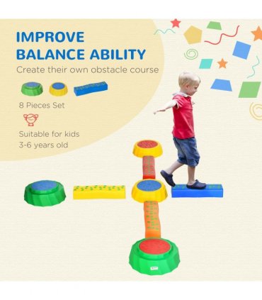 Eight-Piece Kids Stepping Stones Non-Slip Surface & Bottom, for Kids Outsunny
