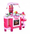 38-Piece Children's Kitchen Play Set Realistic Sounds Lights Food Pink