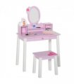 Kids Dressing Table and Stool Set Make Up Desk with Storage (Pink) HOMCOM