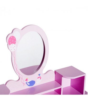 Kids Dressing Table and Stool Set Make Up Desk with Storage (Pink) HOMCOM