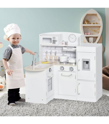 Kids Kitchen Play Kitchen Toy Set for Children Drinking Fountain White