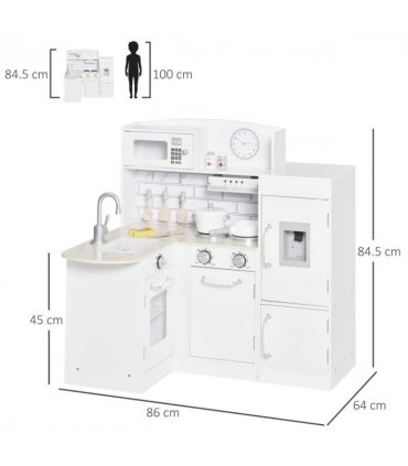 Kids Kitchen Play Kitchen Toy Set for Children Drinking Fountain White