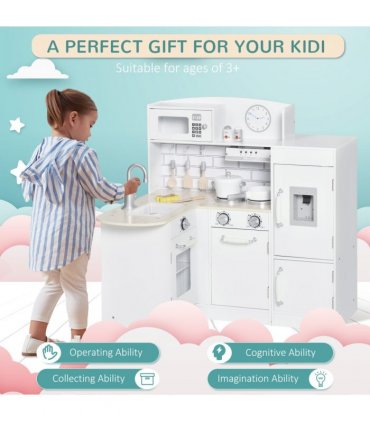 Kids Kitchen Play Kitchen Toy Set for Children Drinking Fountain White