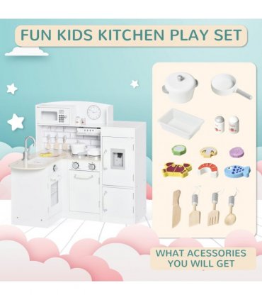 Kids Kitchen Play Kitchen Toy Set for Children Drinking Fountain White