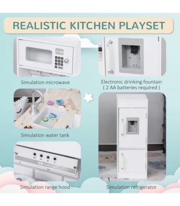 Kids Kitchen Play Kitchen Toy Set for Children Drinking Fountain White