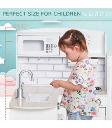 Kids Kitchen Play Kitchen Toy Set for Children Drinking Fountain White