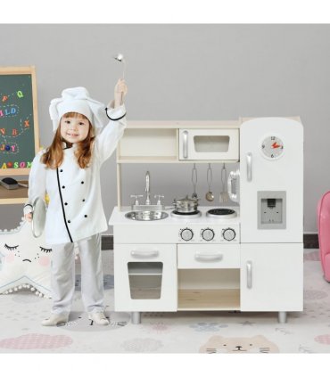 Luxury Kitchen Playset with Accessories Pretend Cooking Set White