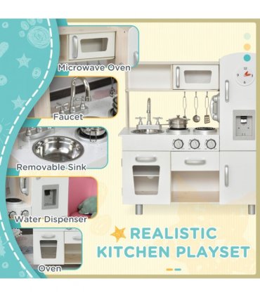 Luxury Kitchen Playset with Accessories Pretend Cooking Set White