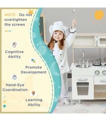 Luxury Kitchen Playset with Accessories Pretend Cooking Set White