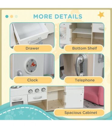 Luxury Kitchen Playset with Accessories Pretend Cooking Set White