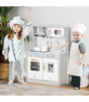 Kids Wooden Toy Kitchen Pretend Play Cooking Playset for 3-6 Years Old