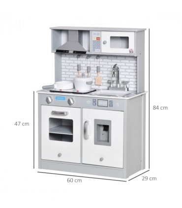 Kids Wooden Toy Kitchen Pretend Play Cooking Playset for 3-6 Years Old