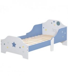 Kids Star Balloon Single Bed Frame Guardrails Slats Bedroom Furniture HOMCOM