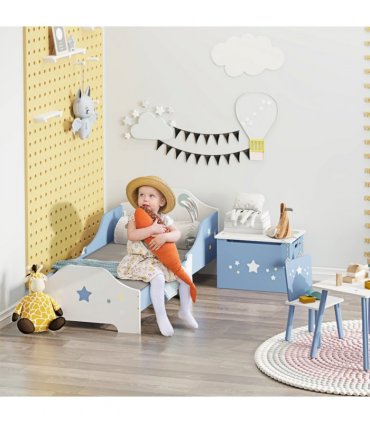 Kids Star Balloon Single Bed Frame Guardrails Slats Bedroom Furniture HOMCOM