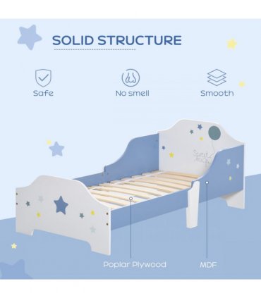 Kids Star Balloon Single Bed Frame Guardrails Slats Bedroom Furniture HOMCOM