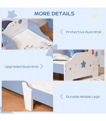 Kids Star Balloon Single Bed Frame Guardrails Slats Bedroom Furniture HOMCOM