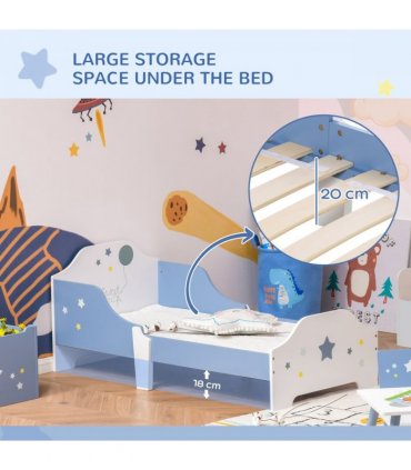 Kids Star Balloon Single Bed Frame Guardrails Slats Bedroom Furniture HOMCOM