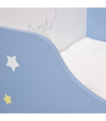 Kids Star Balloon Single Bed Frame Guardrails Slats Bedroom Furniture HOMCOM