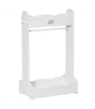 Kids Wood Clothes Rack with Storage Shelves Hall Tree for 3-8 Years HOMCOM
