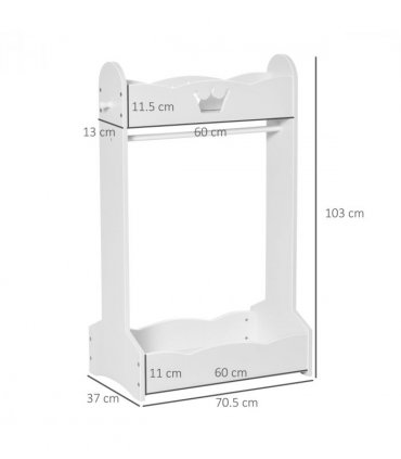 Kids Wood Clothes Rack with Storage Shelves Hall Tree for 3-8 Years HOMCOM