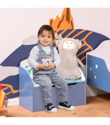 Kids Wooden Toy Box Children Storage Chest Bench Organiser Bedroom Blue HOMCOM
