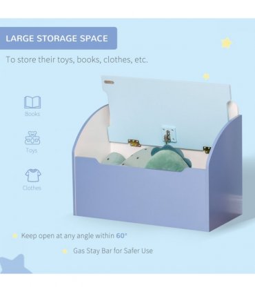 Kids Wooden Toy Box Children Storage Chest Bench Organiser Bedroom Blue HOMCOM