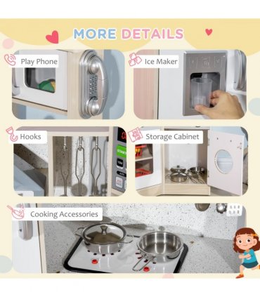 Corner Kids Kitchen w/ Sound Light, Phone, Microwave, Oven, Range Hood