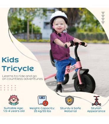 Baby Kids Children Toddler Tricycle Ride on Trike W/ 3 Wheels Pink HOMCOM