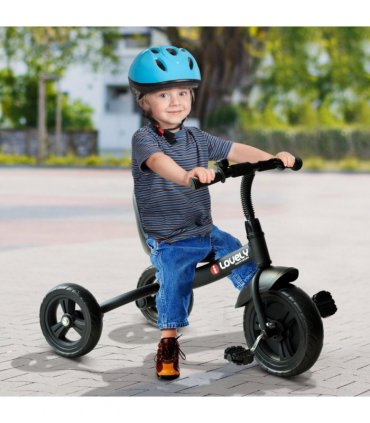Baby Kids Children Toddler Tricycle Ride on Trike W/ 3 Wheels Black Metal Frame
