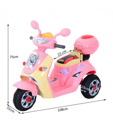 Electric Ride on Toy Car Kids Motorbike Children Battery Tricycle Pink