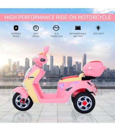 Electric Ride on Toy Car Kids Motorbike Children Battery Tricycle Pink