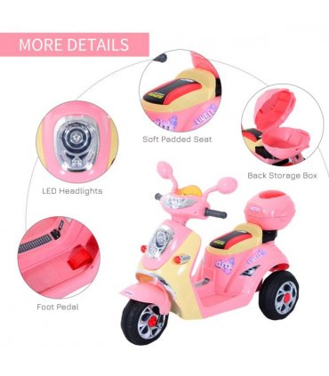 Electric Ride on Toy Car Kids Motorbike Children Battery Tricycle Pink