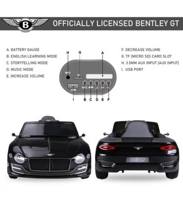 Electric Ride-on Car w/ LED Lights Music Parental Remote Control Black