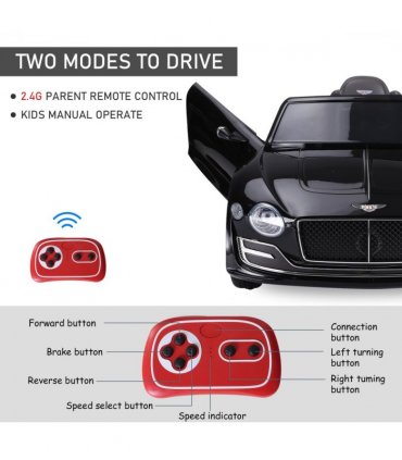 Electric Ride-on Car w/ LED Lights Music Parental Remote Control Black