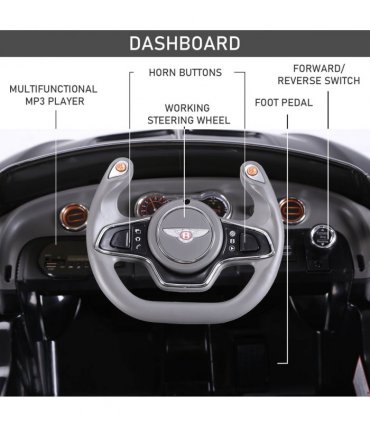 Electric Ride-on Car w/ LED Lights Music Parental Remote Control Black